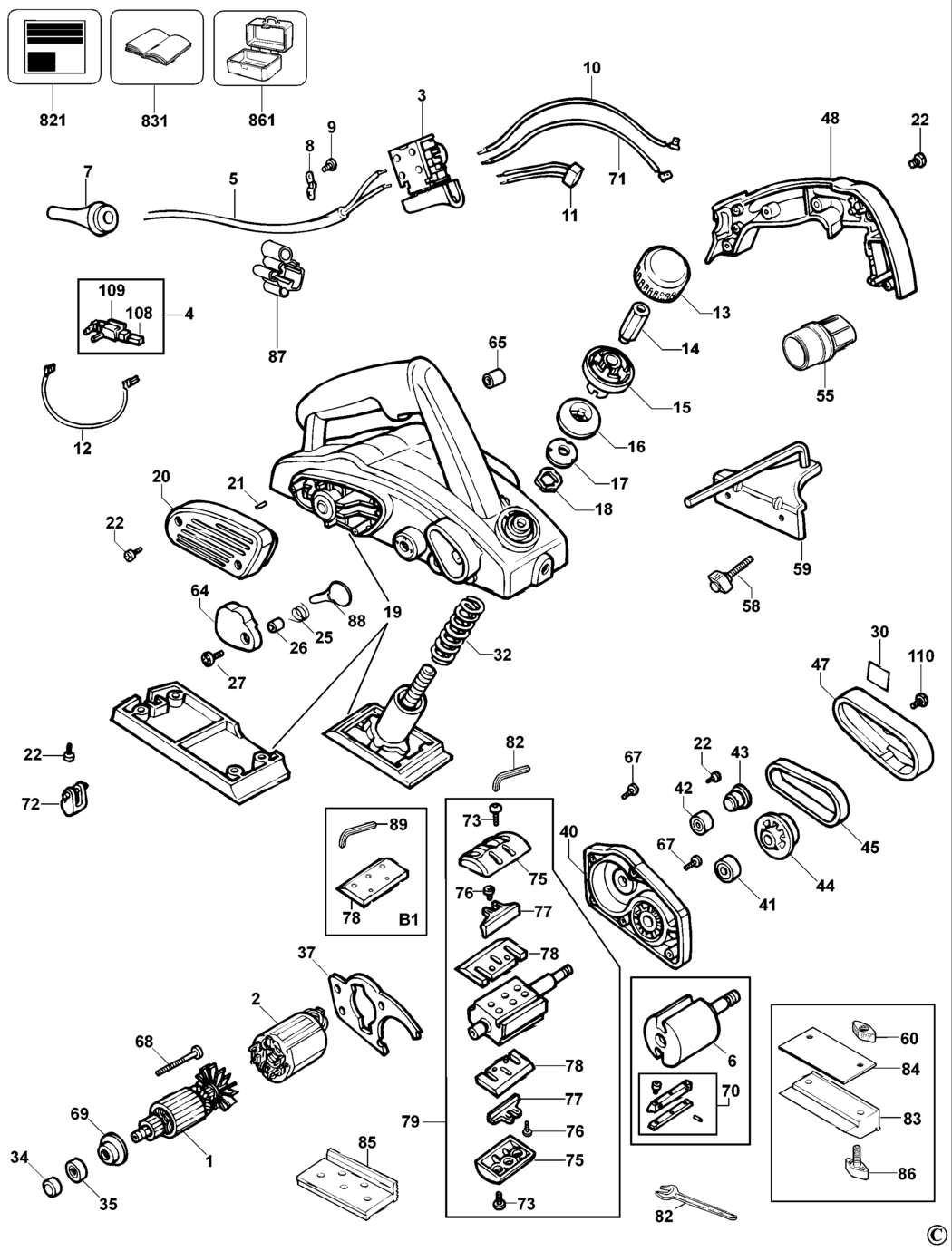 Dewalt DW677 Type 1 Planer Spare Parts