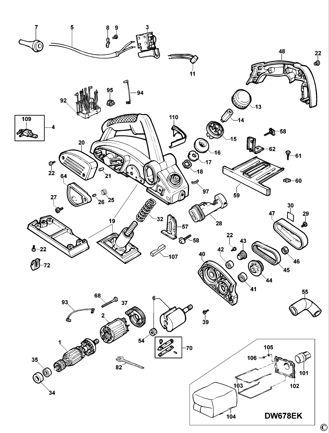 Dewalt DW678E Type 2 Planer Spare Parts