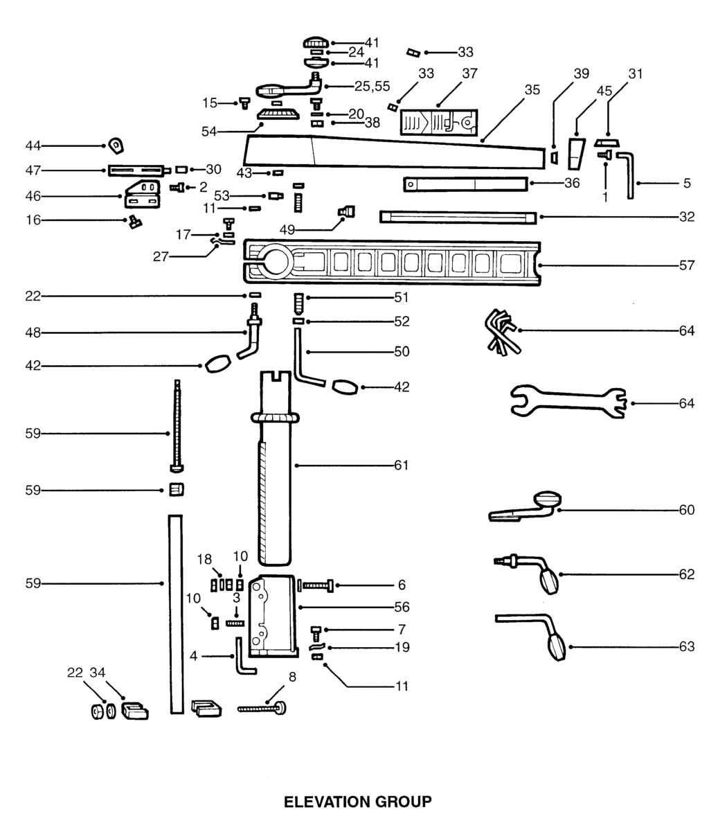 Dewalt DW125-----A Type 1 Radial Arm Saw Spare Parts