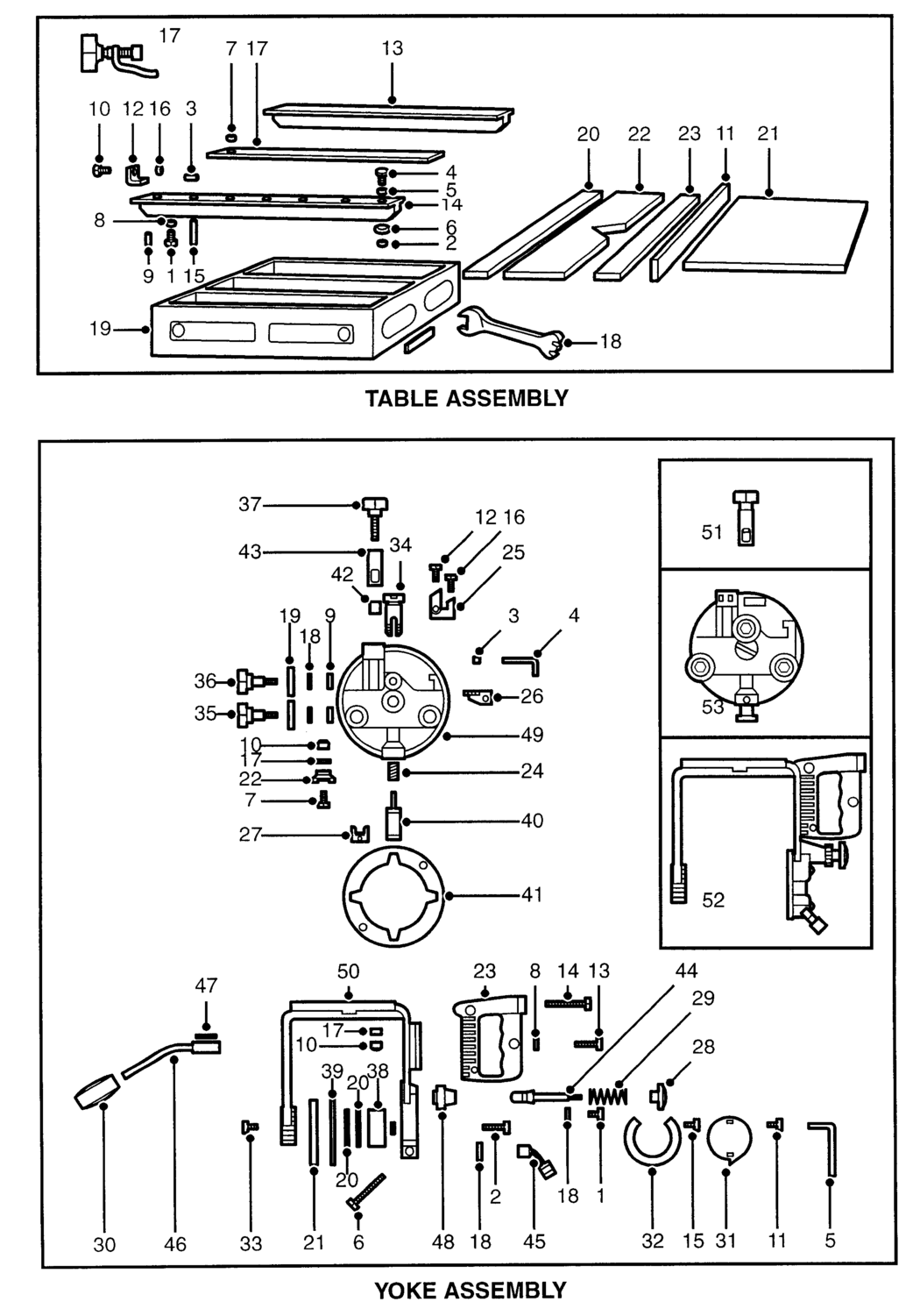 Dewalt DW125-----B Type 1 Radial Arm Saw Spare Parts