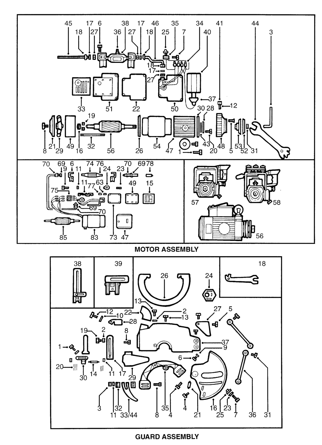 Dewalt DW125-----C Type 1 Radial Arm Saw Spare Parts