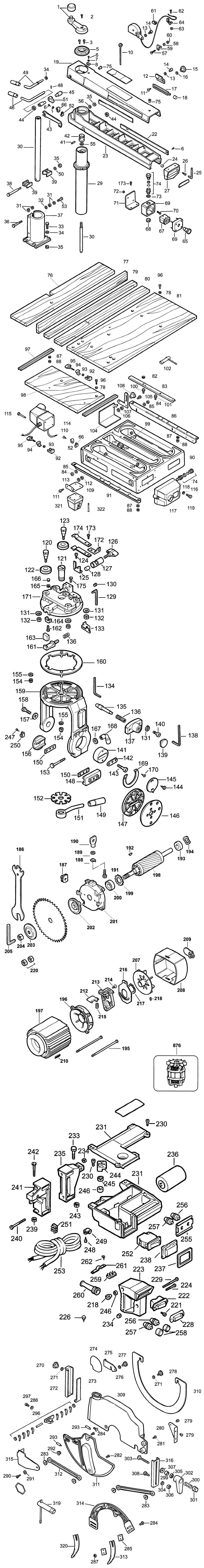 Dewalt DW1251 Type 1 Radial Arm Saw Spare Parts