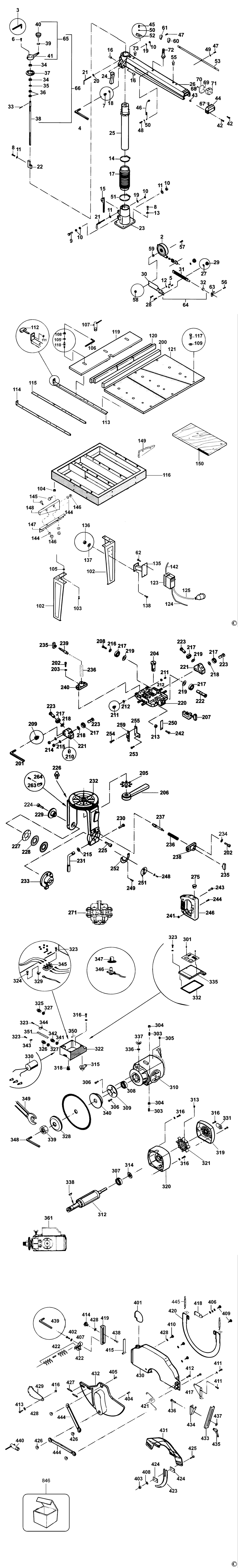 Dewalt DW728 Type 1 Radial Arm Saw Spare Parts