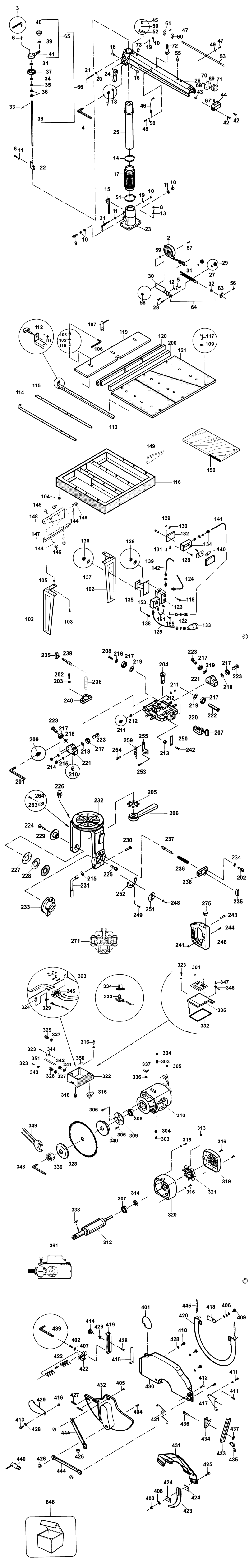 Dewalt DW729 Type 1 Radial Arm Saw Spare Parts