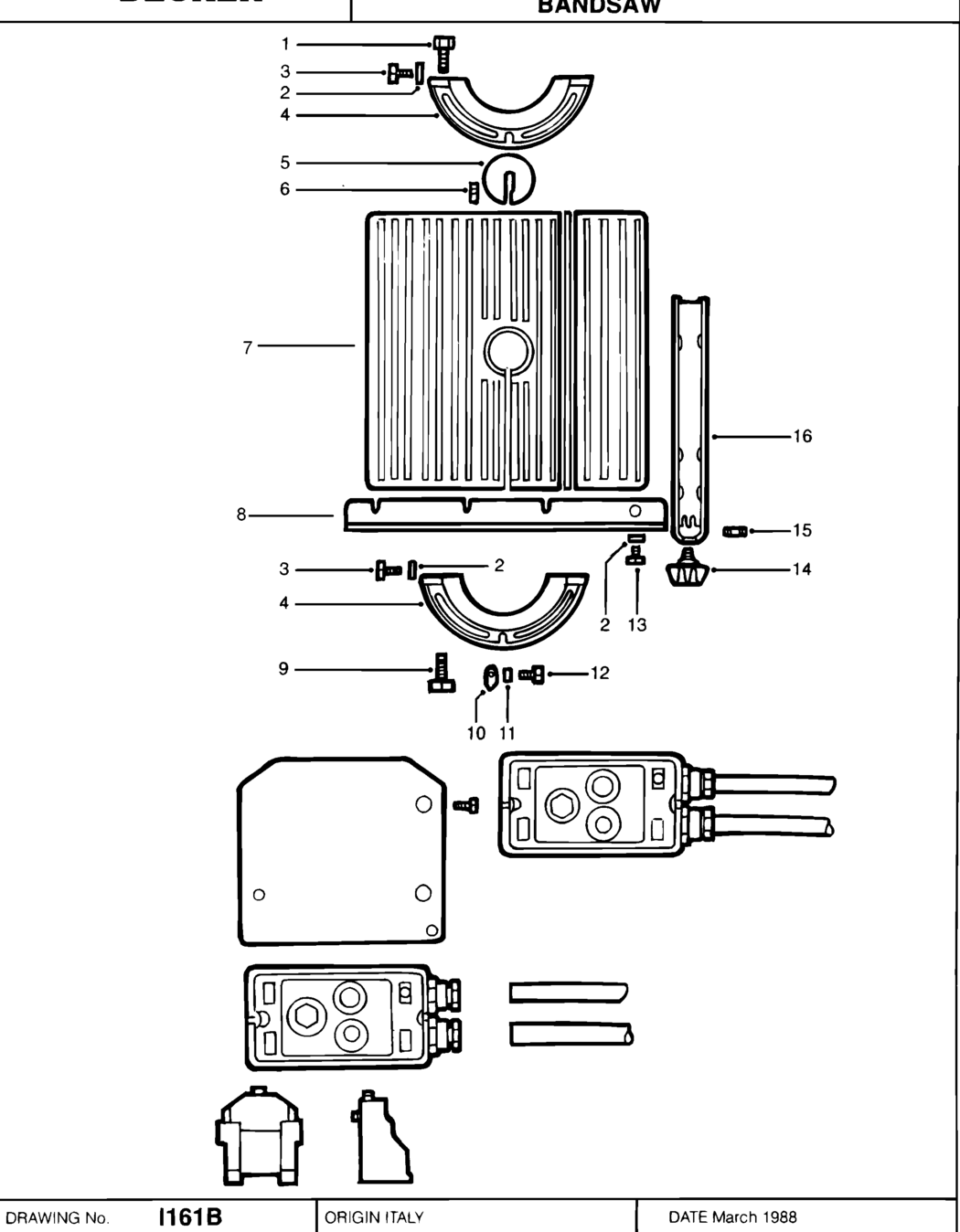 Dewalt BS1310----D Type 1 Bandsaw Spare Parts