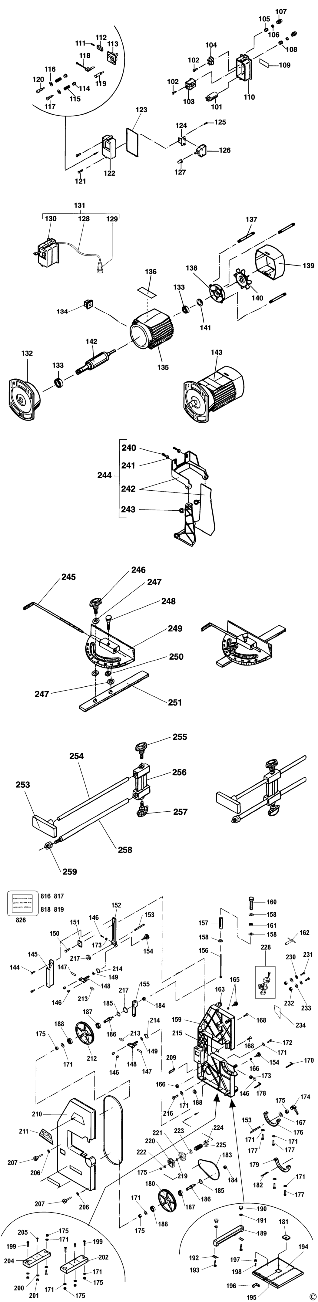 Dewalt DW3501 Type 1 Bandsaw Spare Parts