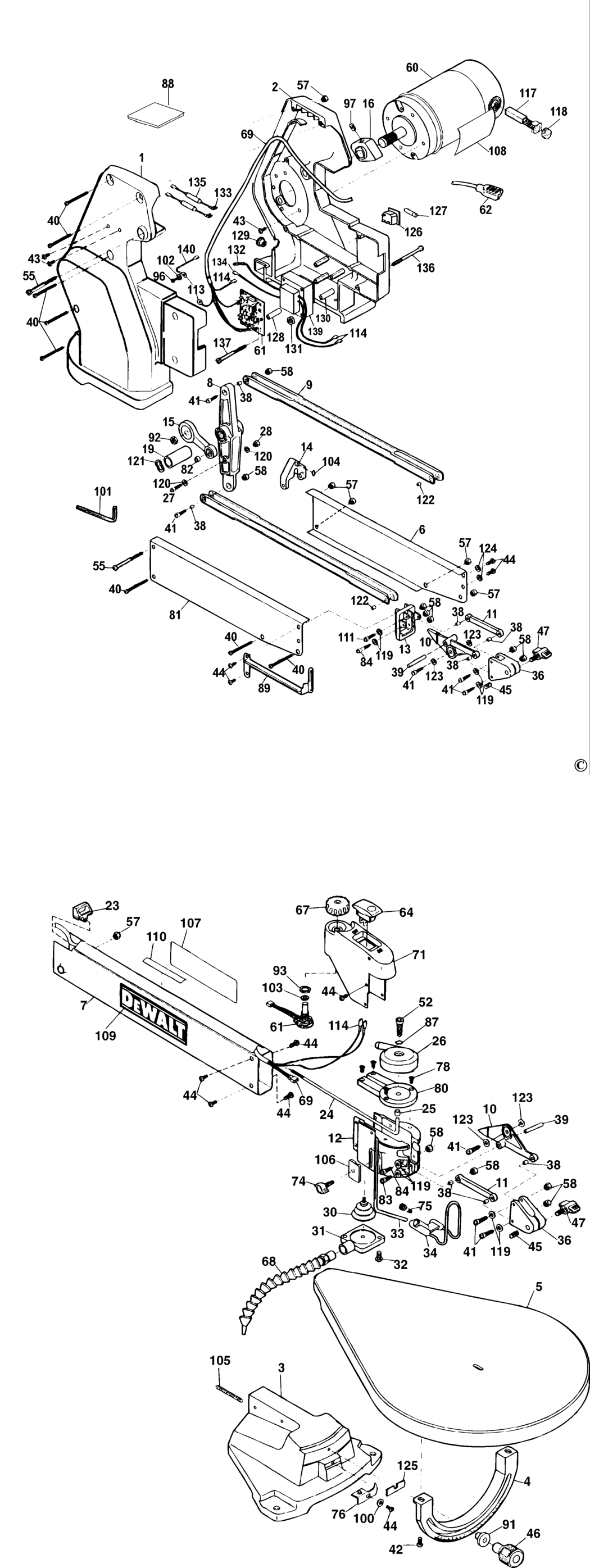 Dewalt DW788 Type 1 Saw Spare Parts