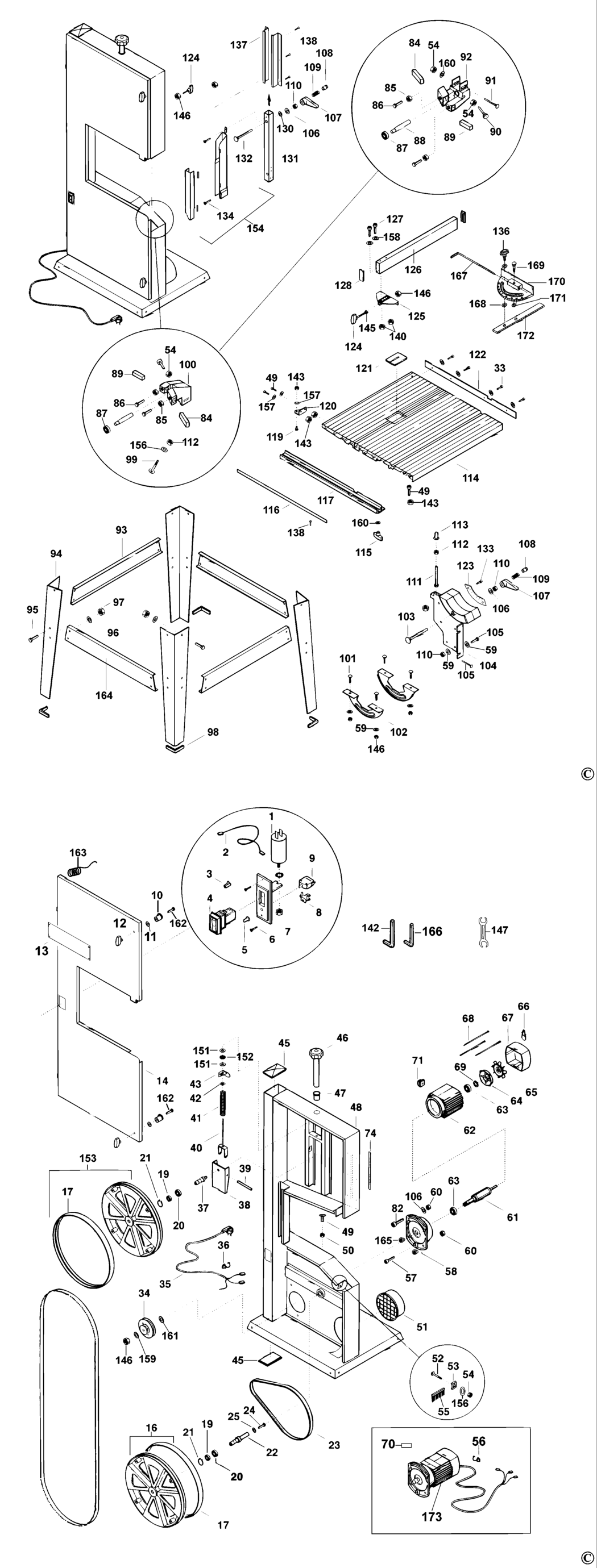 Dewalt DW876 Type 1 Bandsaw Spare Parts