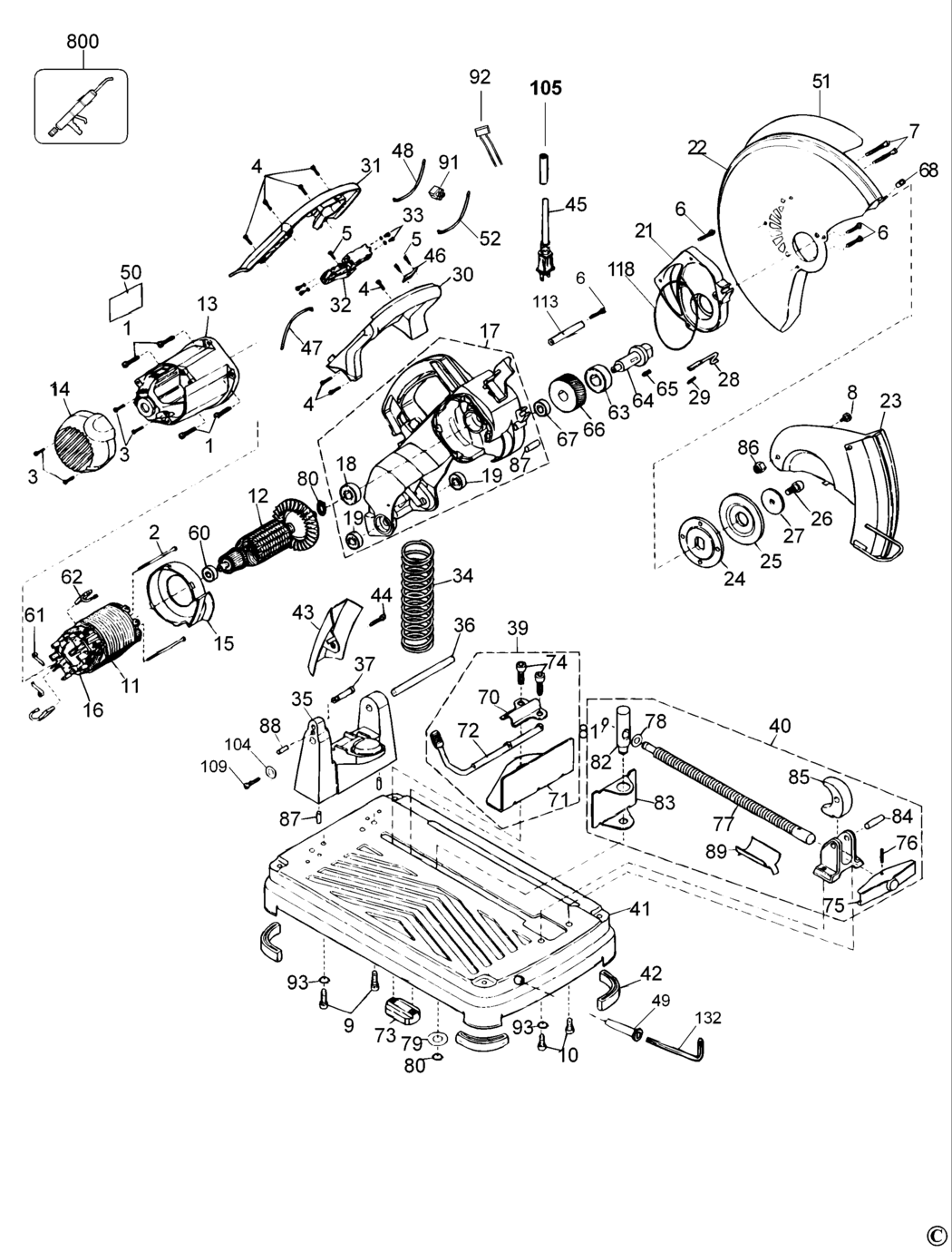 Dewalt DW871 Type 1 Chop Saw Spare Parts