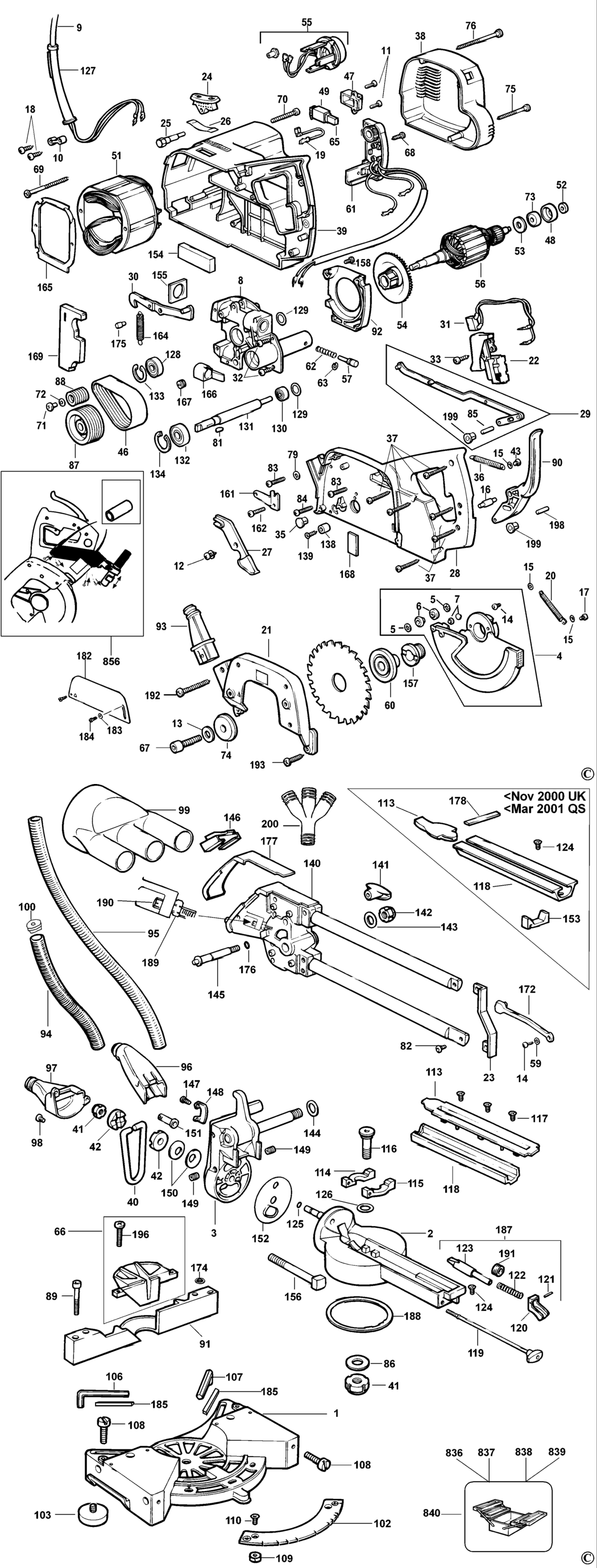 Dewalt DW701 Type 1 Mitre Saw Spare Parts