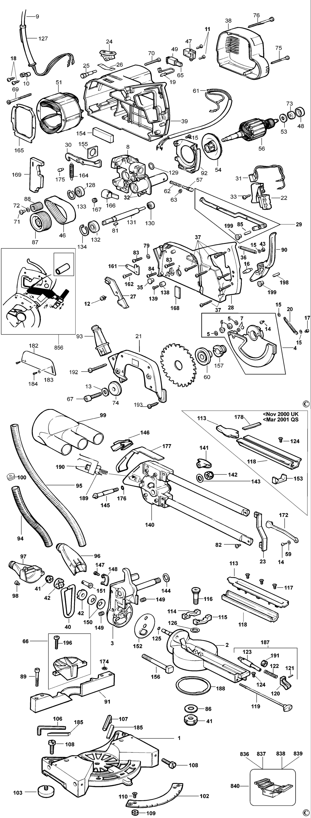 hjerte Svane udtrykkeligt Dewalt DW707 Type 1 Mitre Saw Spare Parts | Miles Tool & Machinery Centre