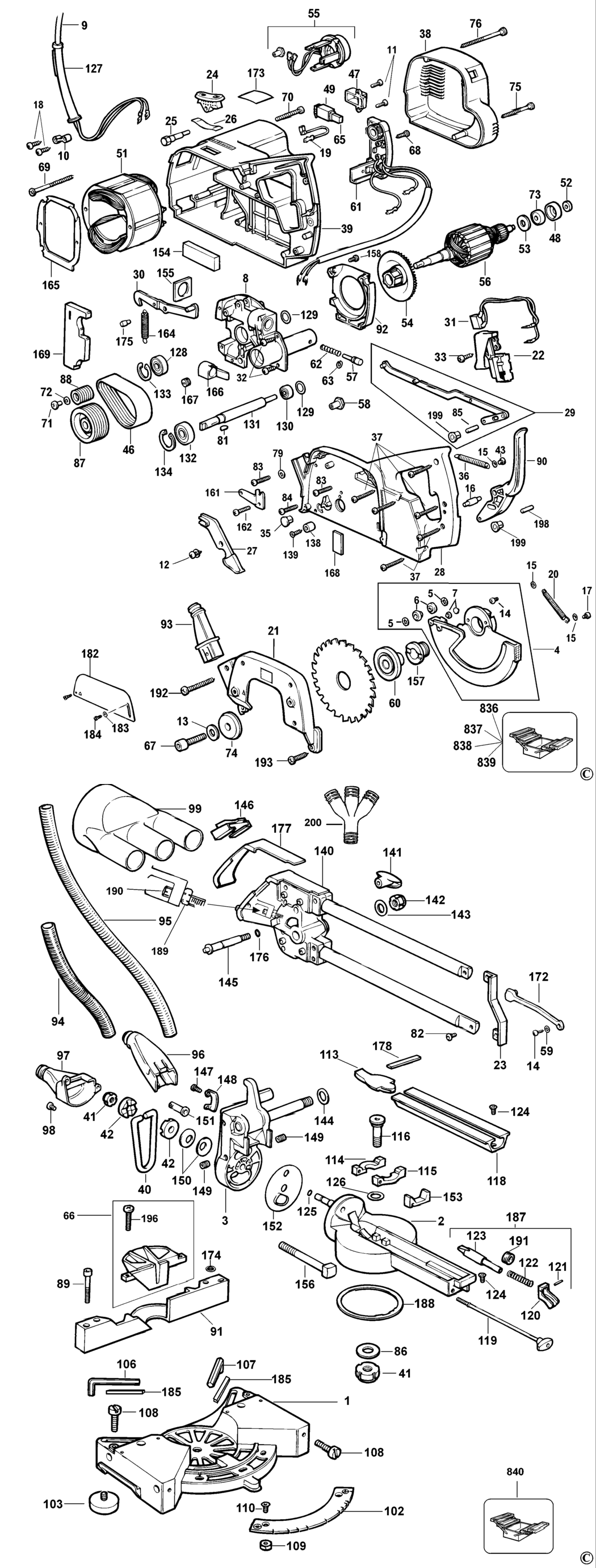 Dewalt DW707E Type 1 Mitre Saw Spare Parts