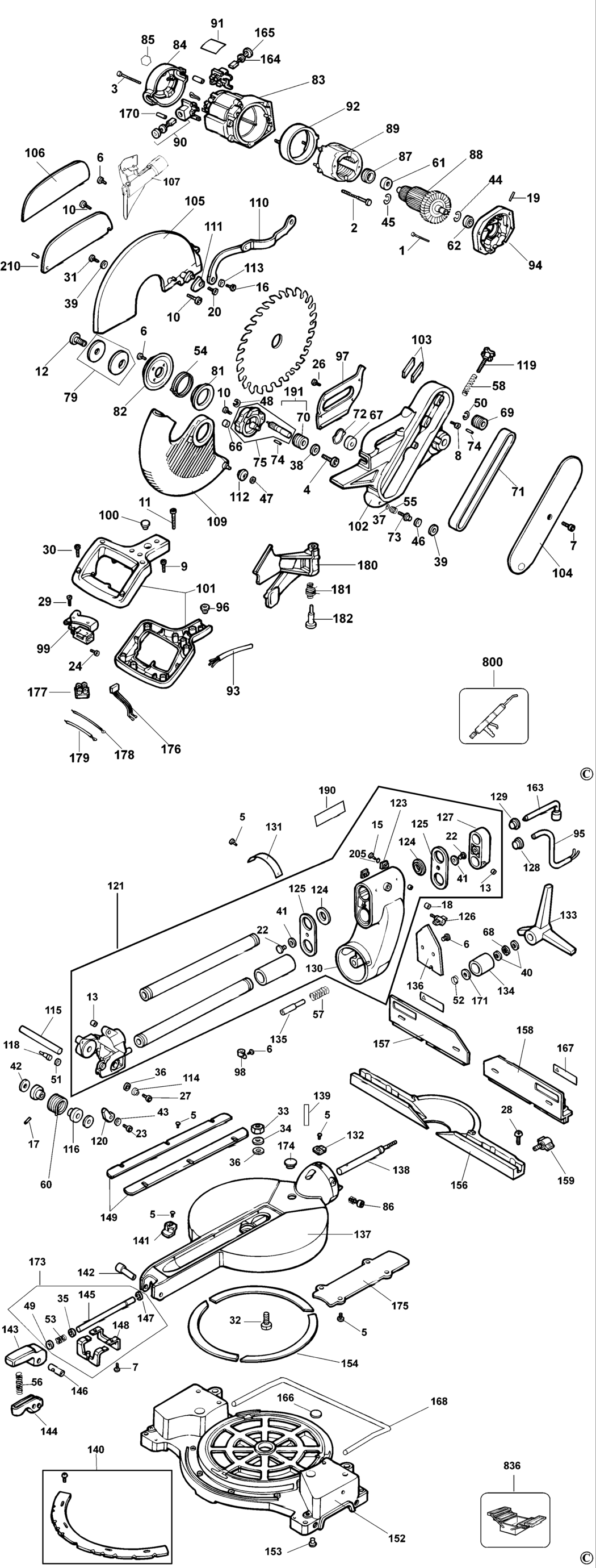 Dewalt DW708 Type 1 Mitre Saw Spare Parts