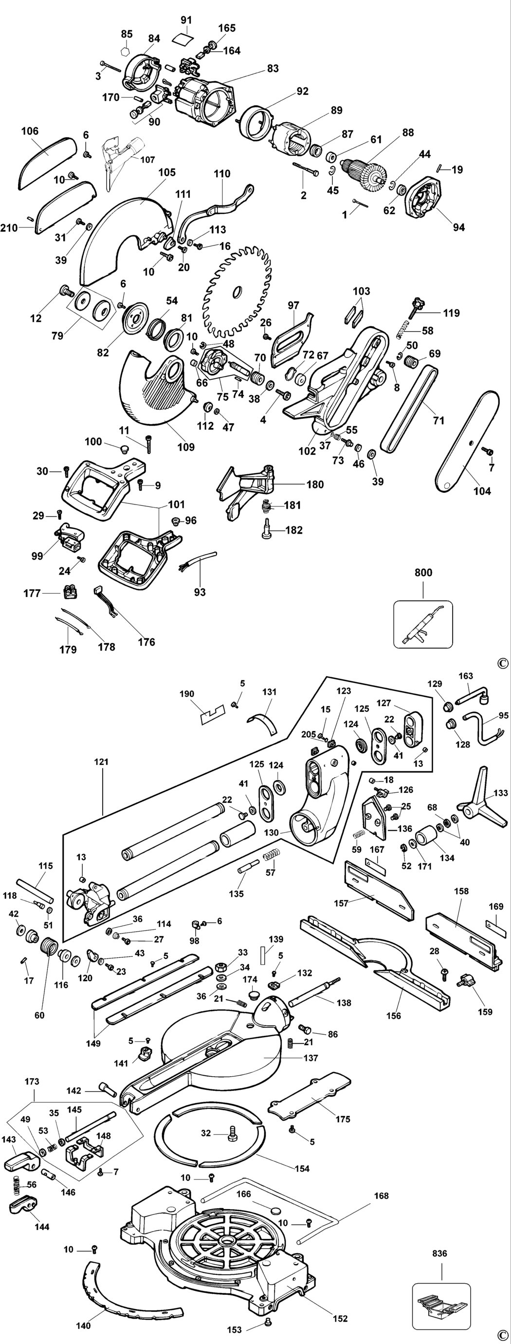 Dewalt DW708 Type 2 Mitre Saw Spare Parts