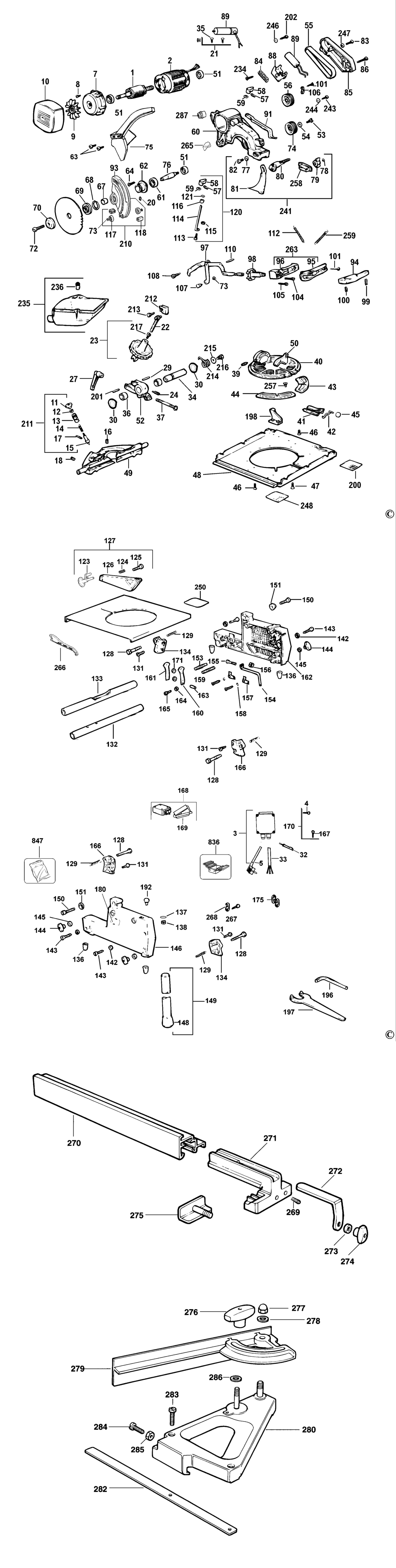 Dewalt DW742 Type 2 Combination Saw Spare Parts