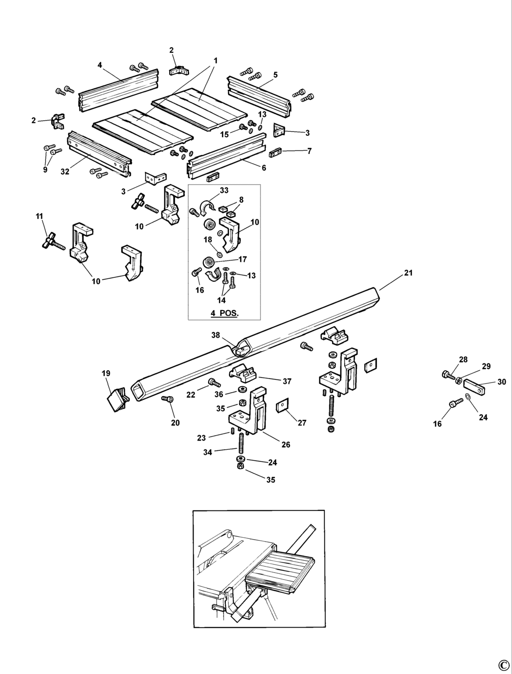 Dewalt DE2001 Type 1 Table Spare Parts