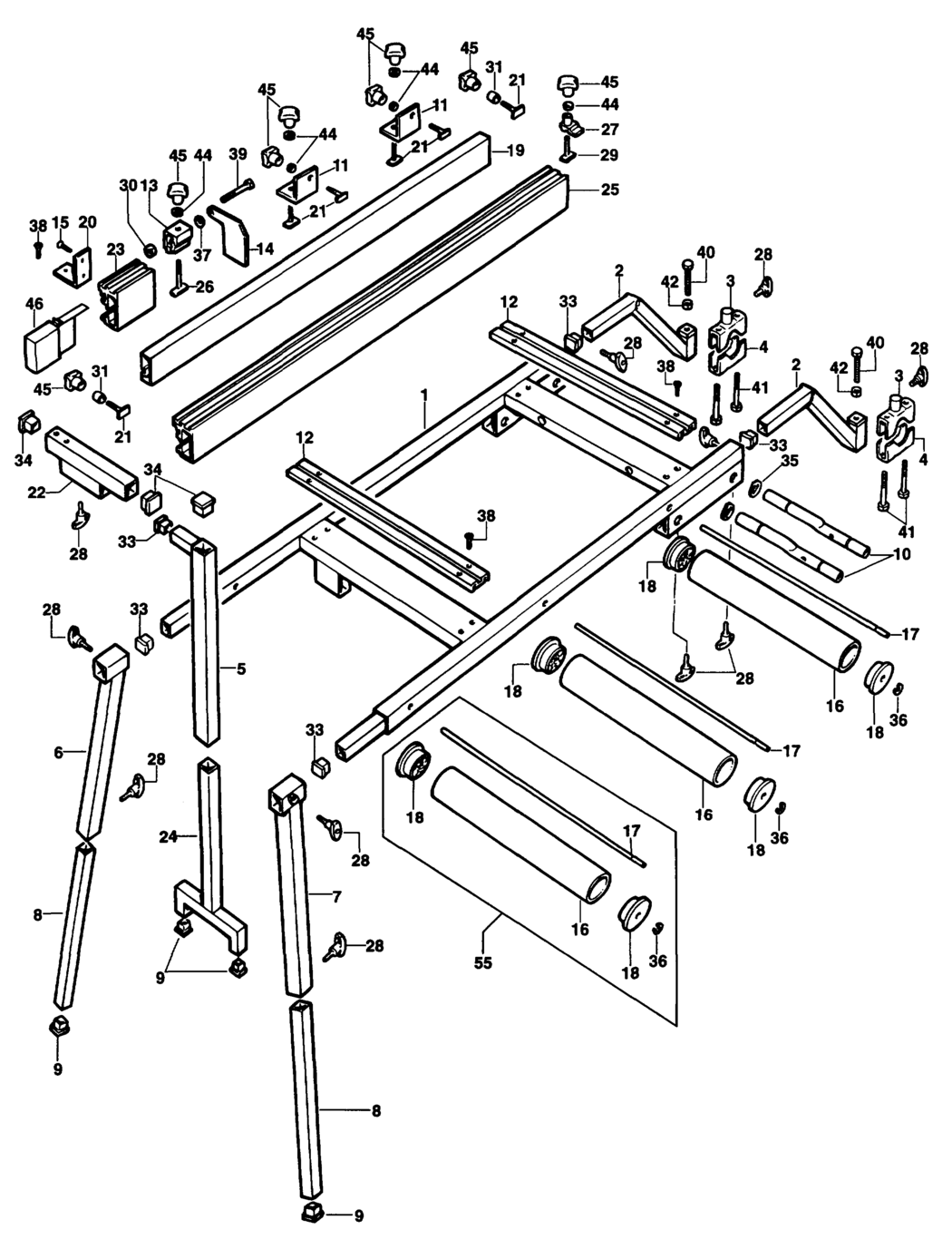 Dewalt DE3497 Type 1 Roller Table Spare Parts