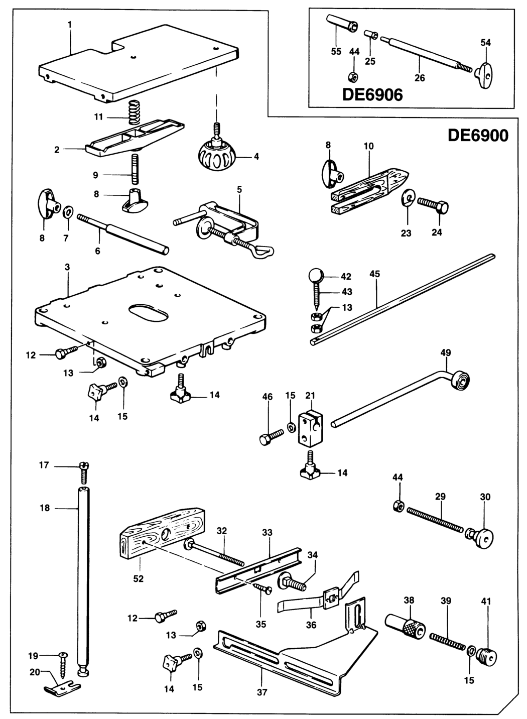 Dewalt DE6900 Type 1 Router Table Spare Parts