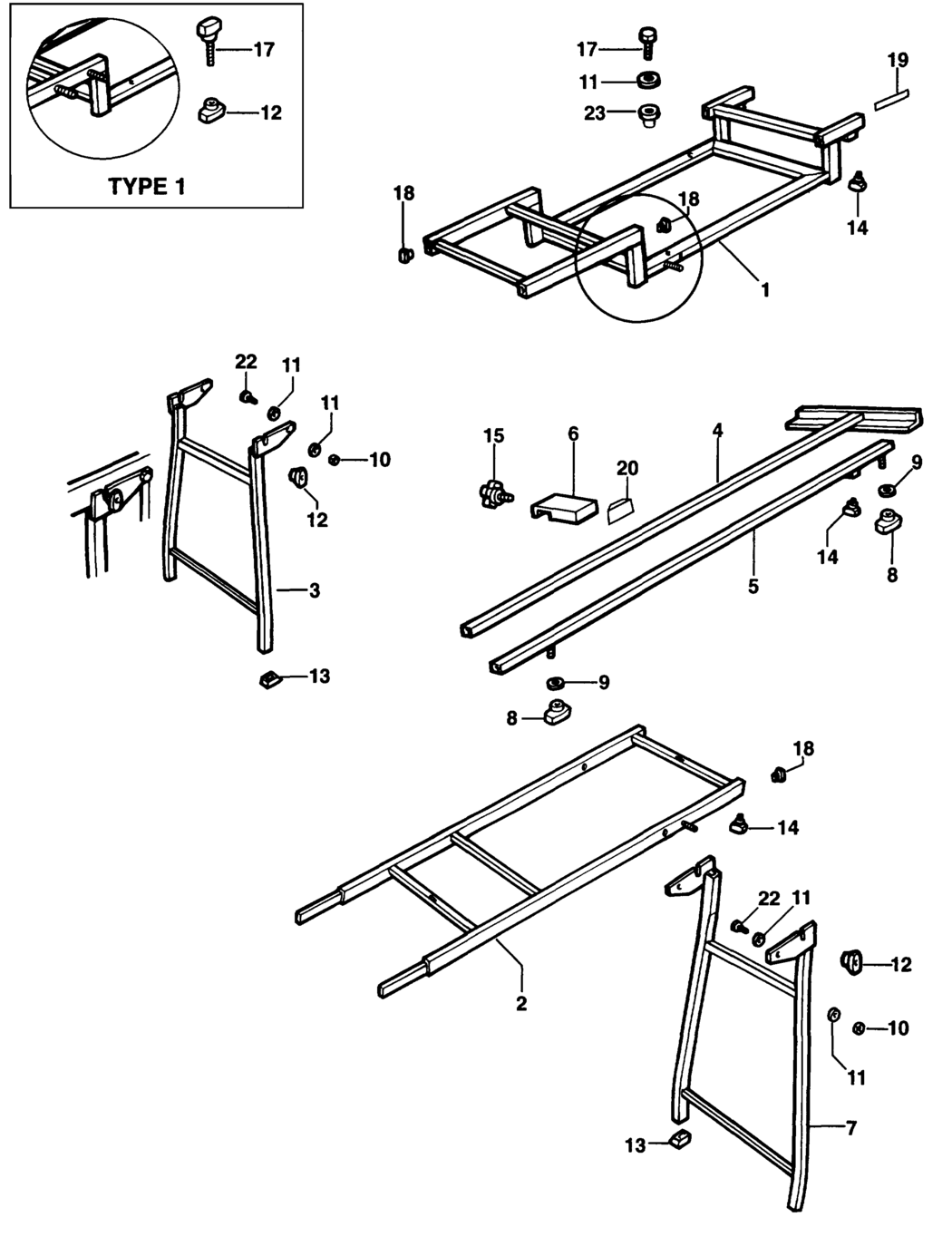 Dewalt DE7043 Type 1 Extension Table Spare Parts