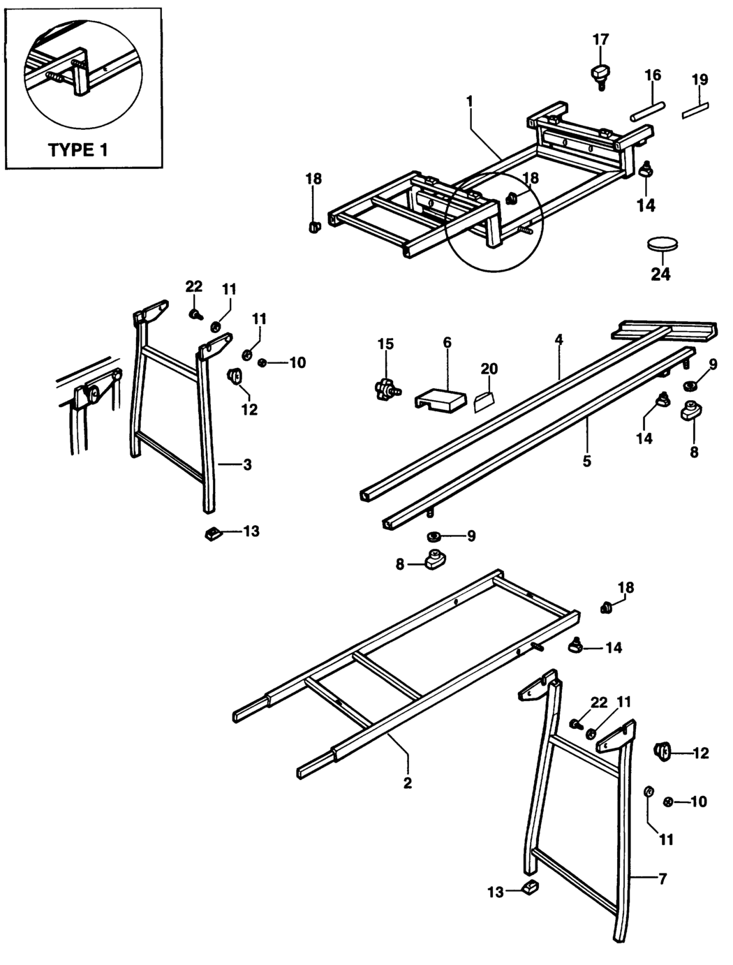 Dewalt DE7047 Type 1 Extension Table Spare Parts