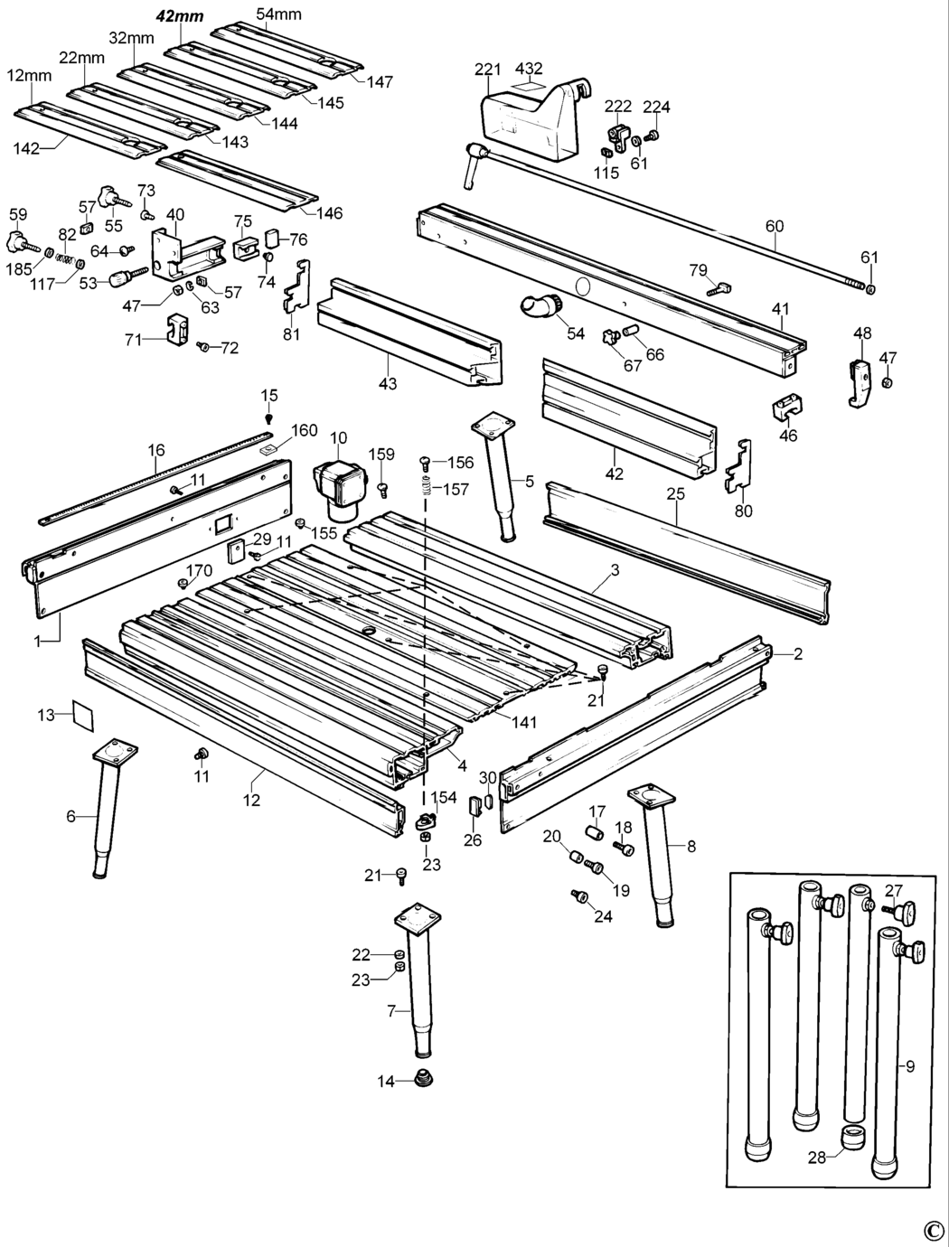 Dewalt DE2000 Type 1 Router Table Spare Parts