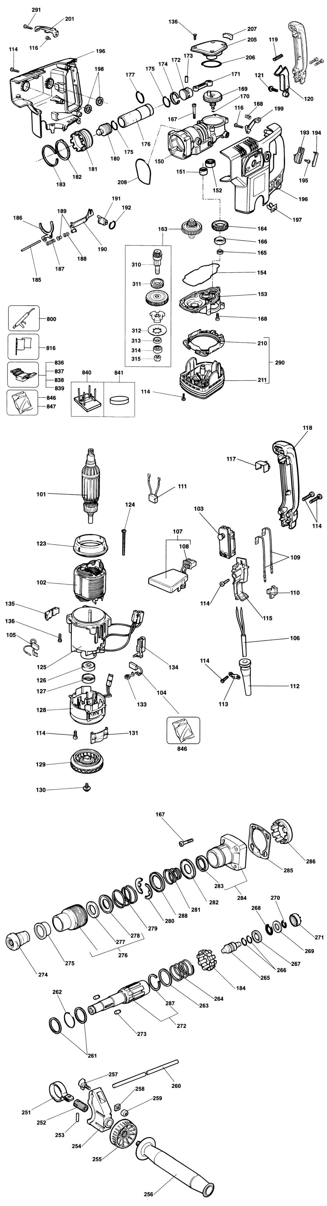 Dewalt DW541 Type 1 Rotary Hammer Spare Parts