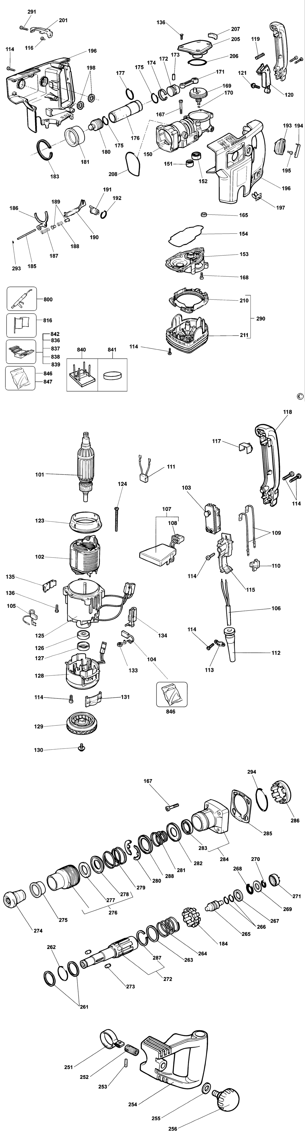 Dewalt DW543 Type 2 Chipping Hammer Spare Parts