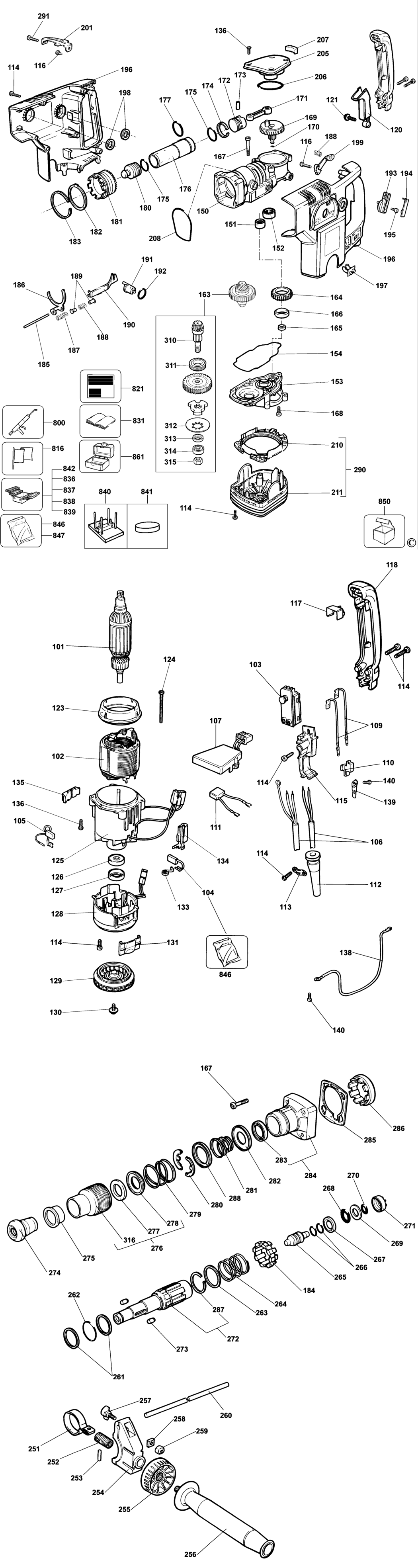Dewalt DW545 Type 3 Rotary Hammer Spare Parts