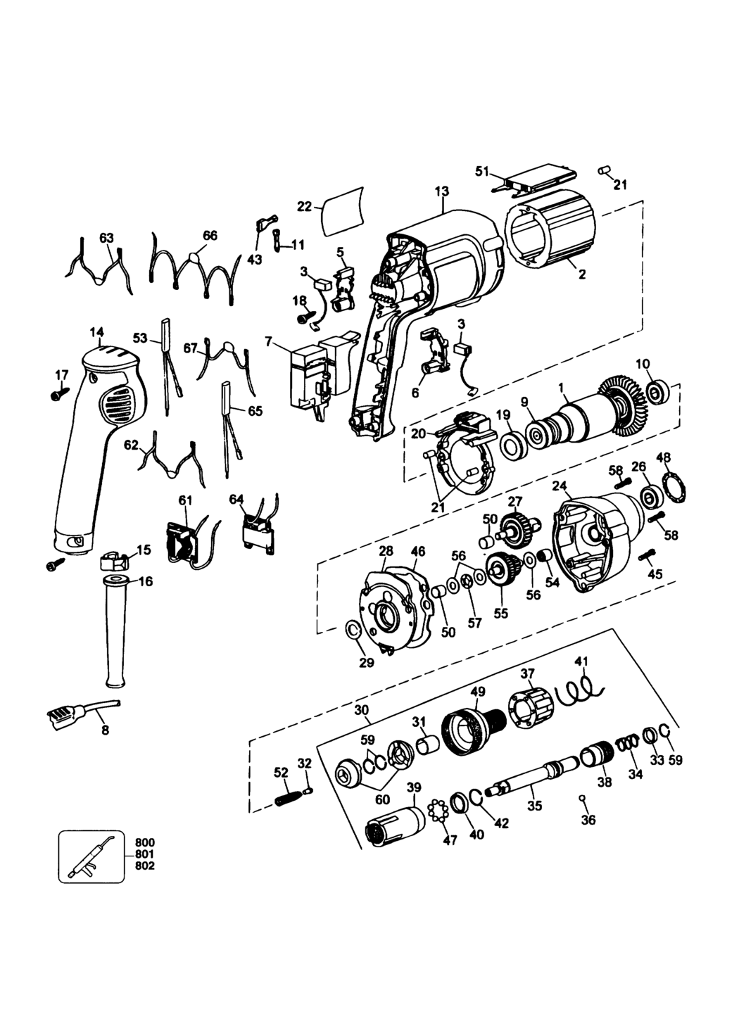 Dewalt DW268K Type 1 Screwdriver Spare Parts
