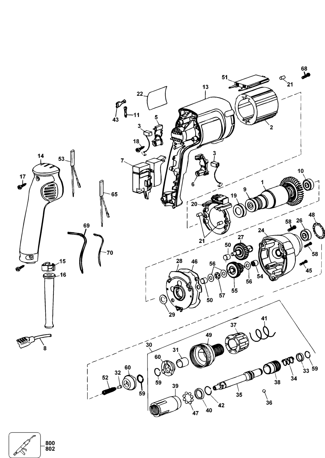 Dewalt DW269K Type 1 Screwdriver Spare Parts