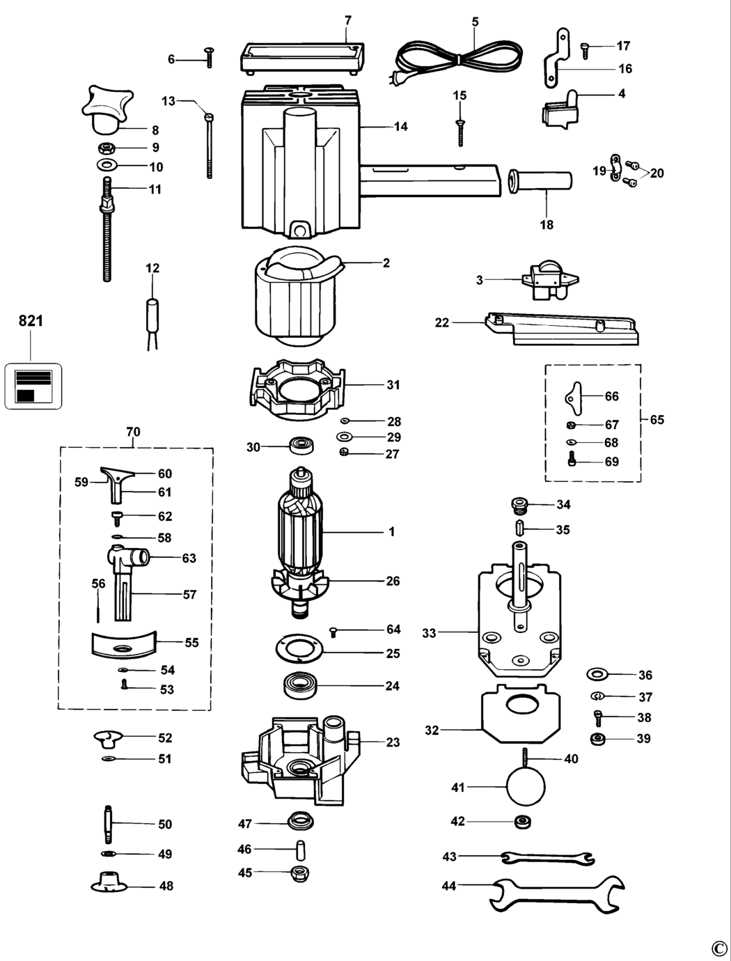 Dewalt DW609 Type 1 Laminate Trimmer Spare Parts