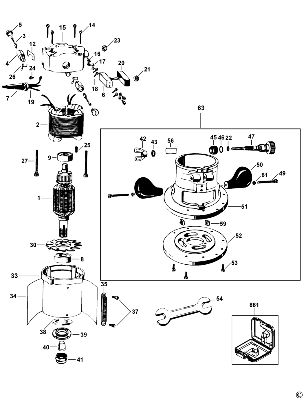 Dewalt DW610 Type 1 Router Spare Parts