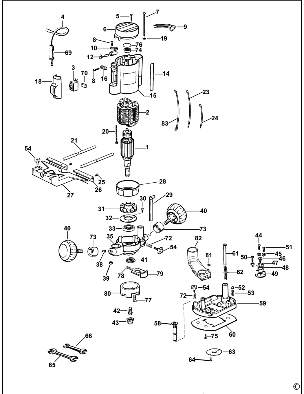 Dewalt DW613-----C Type 1 Plunge Router Spare Parts