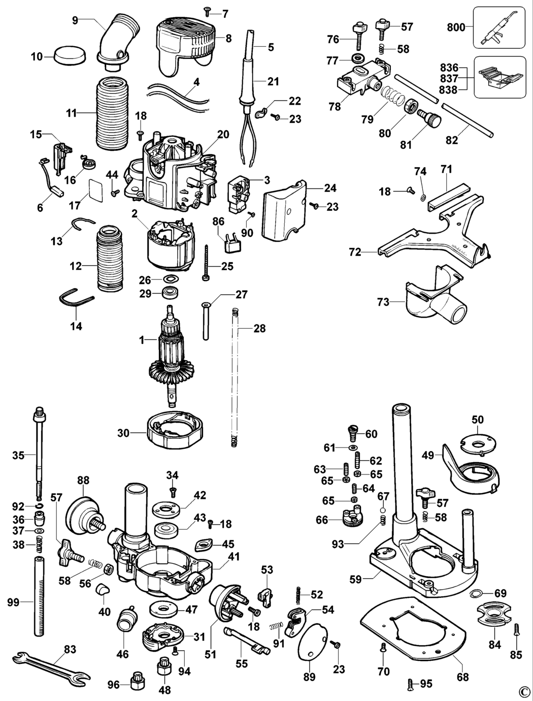 Dewalt DW620L Type 1 Router Spare Parts