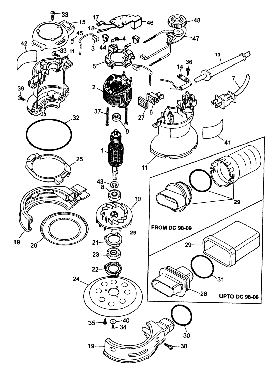 Dewalt DW423 Type 1-2 Random Orbit Sander Spare Parts