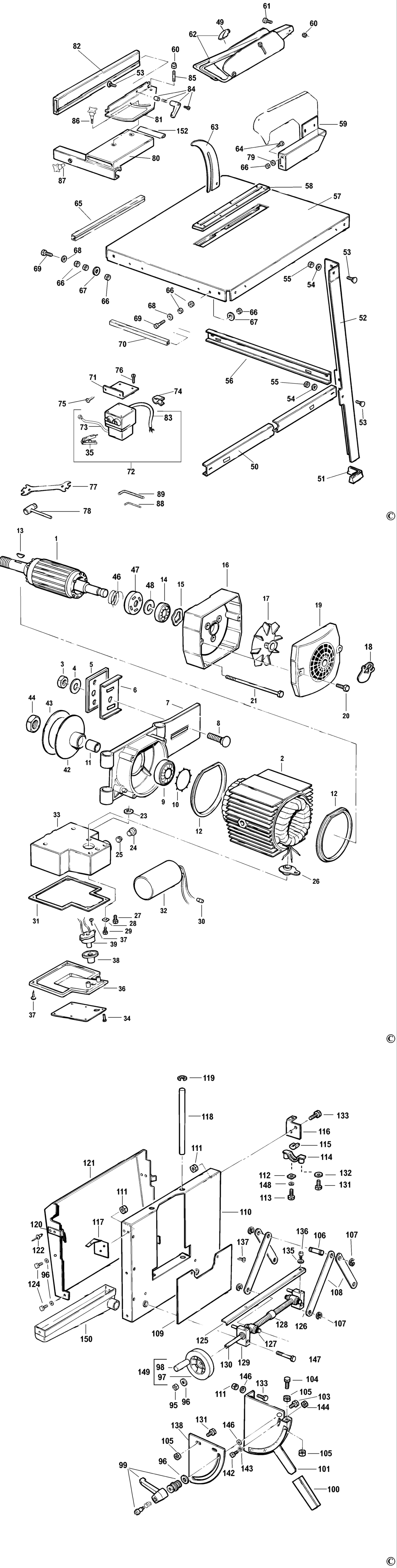 Dewalt DW740 Type 2 Site Saw Spare Parts