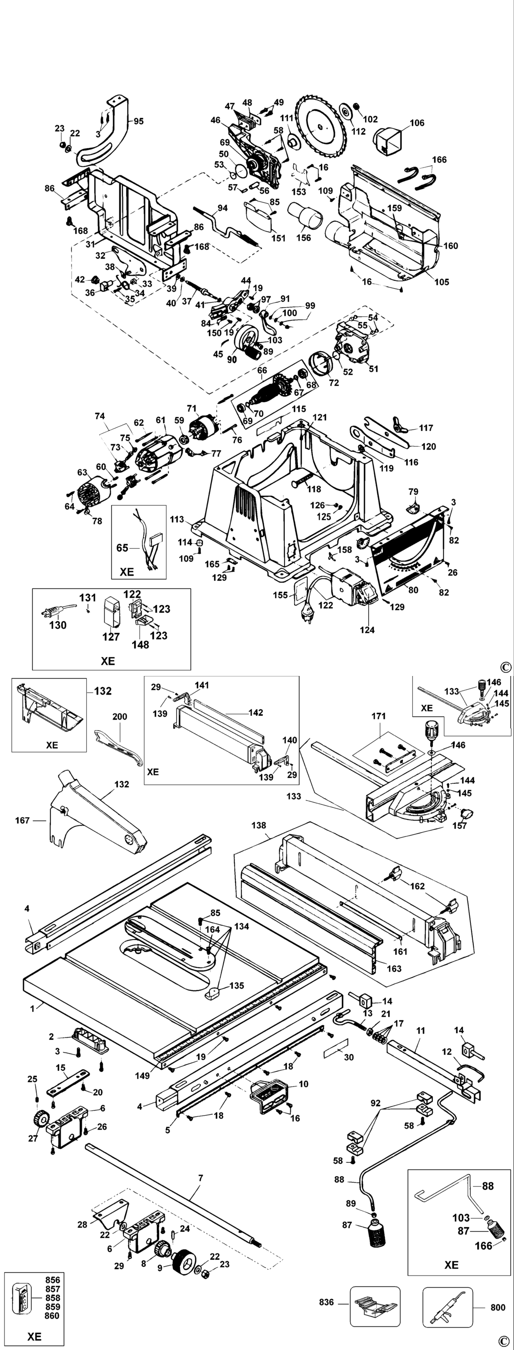 Dewalt DW744 Type 2 Table Saw Spare Parts