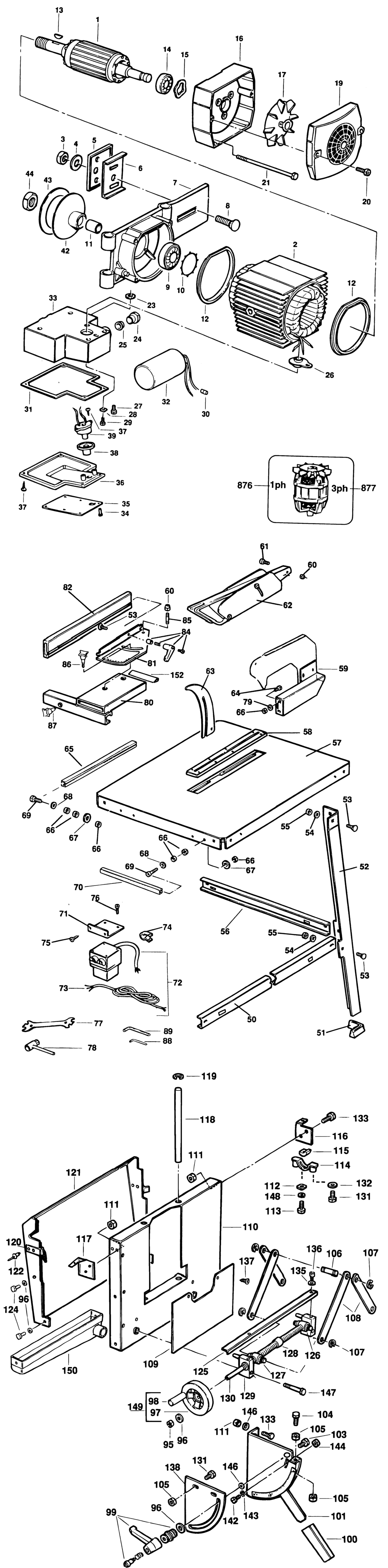 Dewalt TY3151-3 Type 1 Site Saw Spare Parts