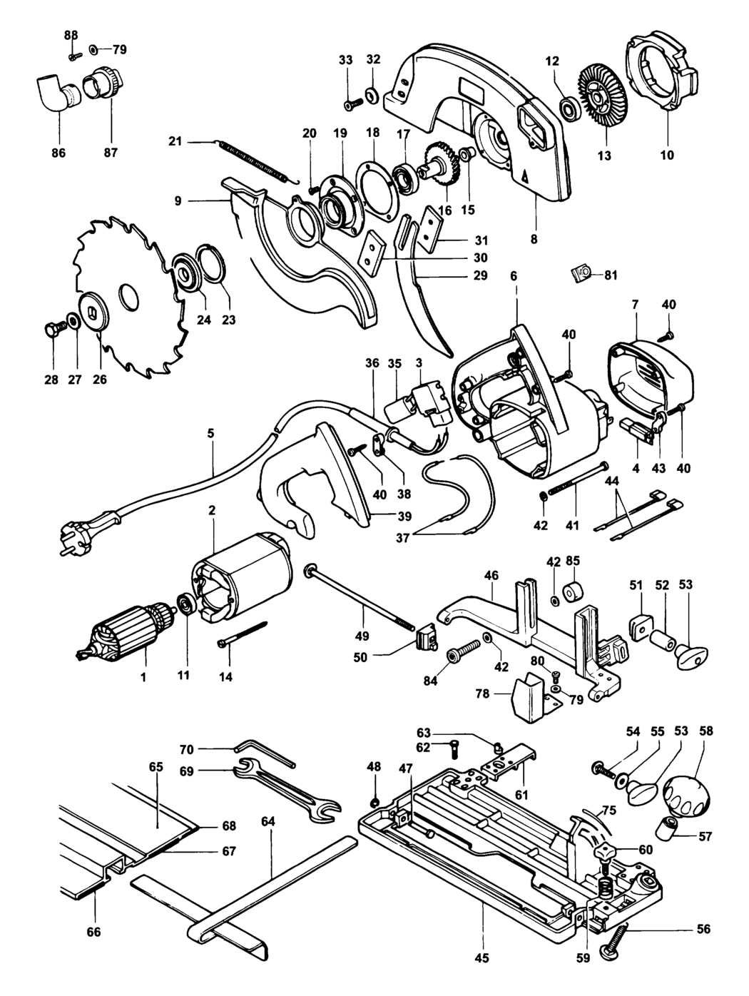 Dewalt DW365 Type 4 Circular Saw Spare Parts