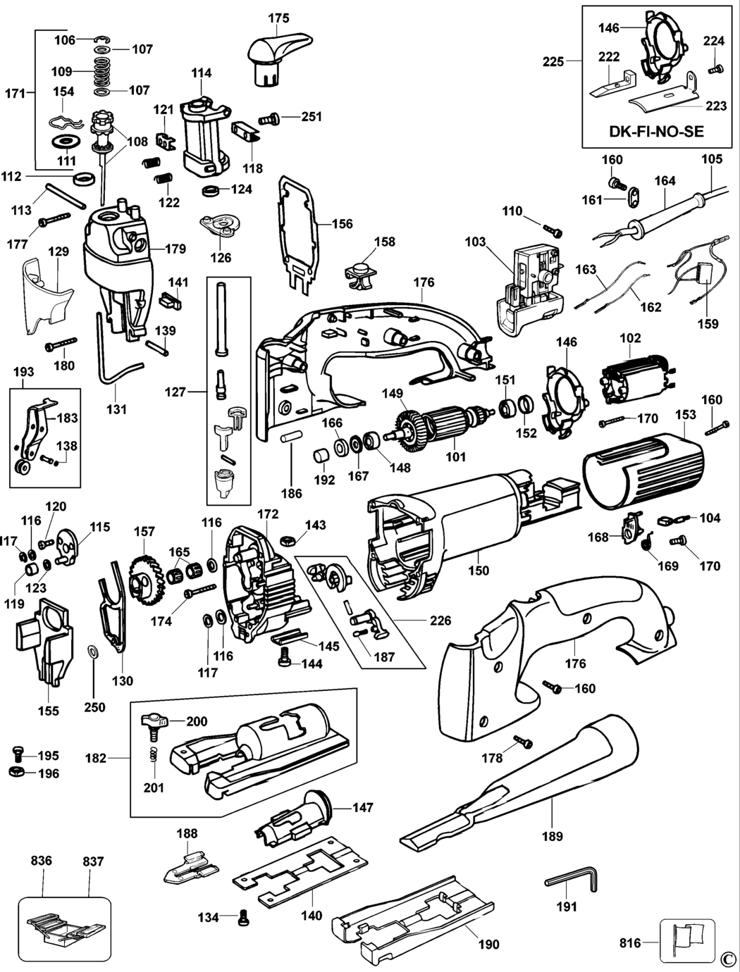 Dewalt DW321 Type 1 - US Jigsaw Spare Parts