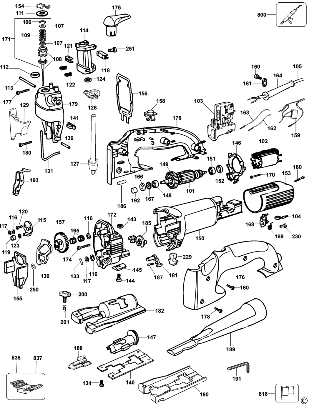 Dewalt DW321 Type 2 Jigsaw Spare Parts