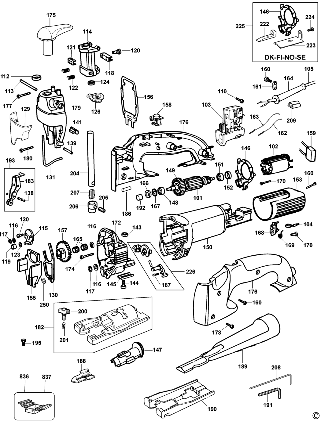 Dewalt DW322 Type 1 Jigsaw Spare Parts