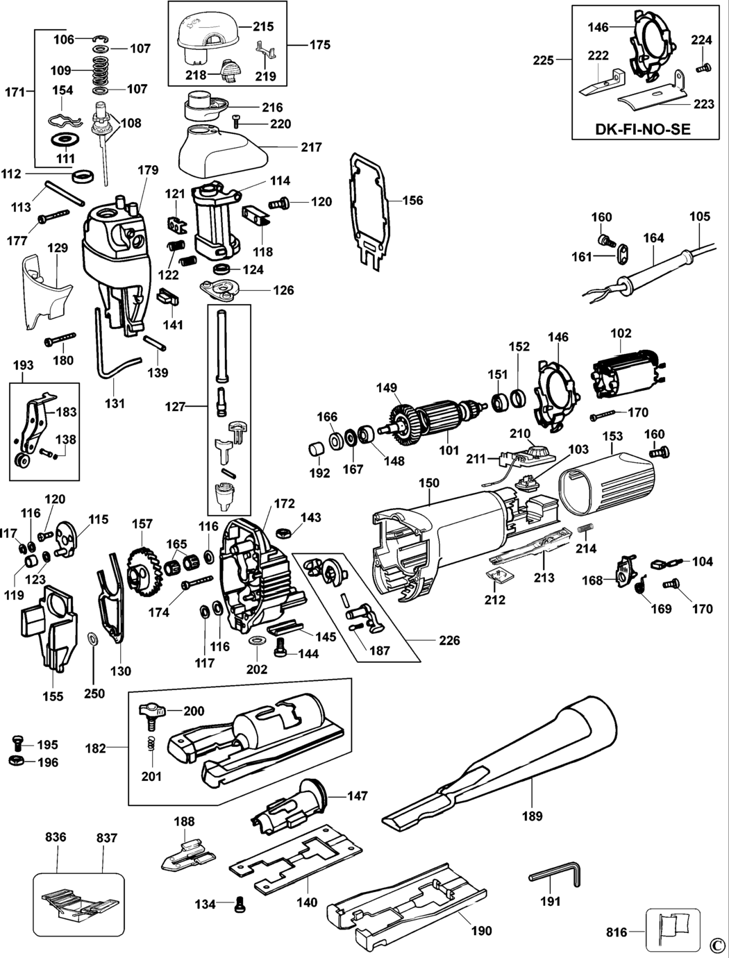 Dewalt DW323 Type 1 - US Jigsaw Spare Parts