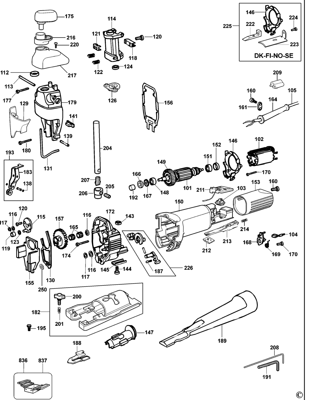 Dewalt DW324 Type 1 Jigsaw Spare Parts