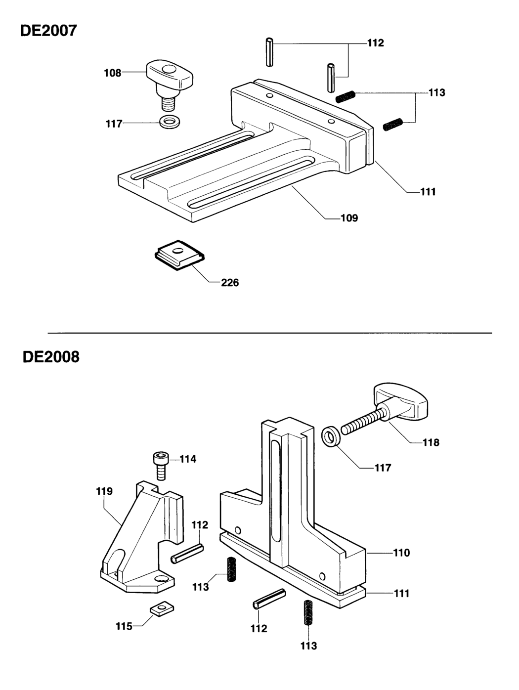 Dewalt DE2007 Type 1 Hold Down Horizontal Spare Parts