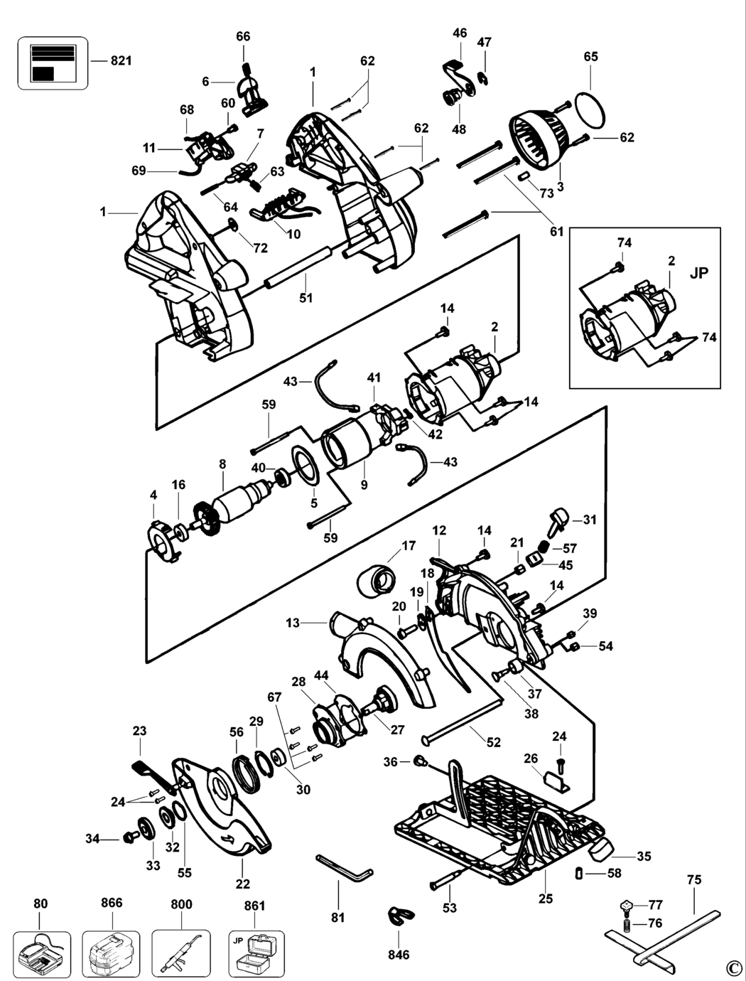 Dewalt DW007K Type 1 Cordless Circular Saw Spare Parts