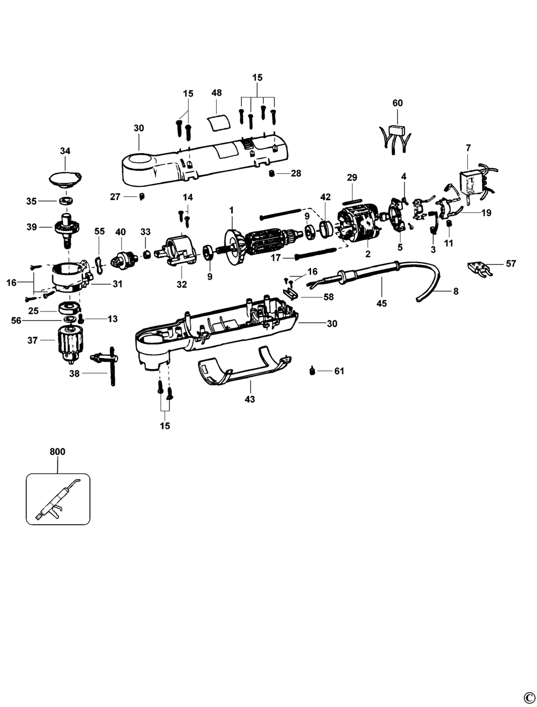 Dewalt DW160 Type 2 Right Angle Drill Spare Parts