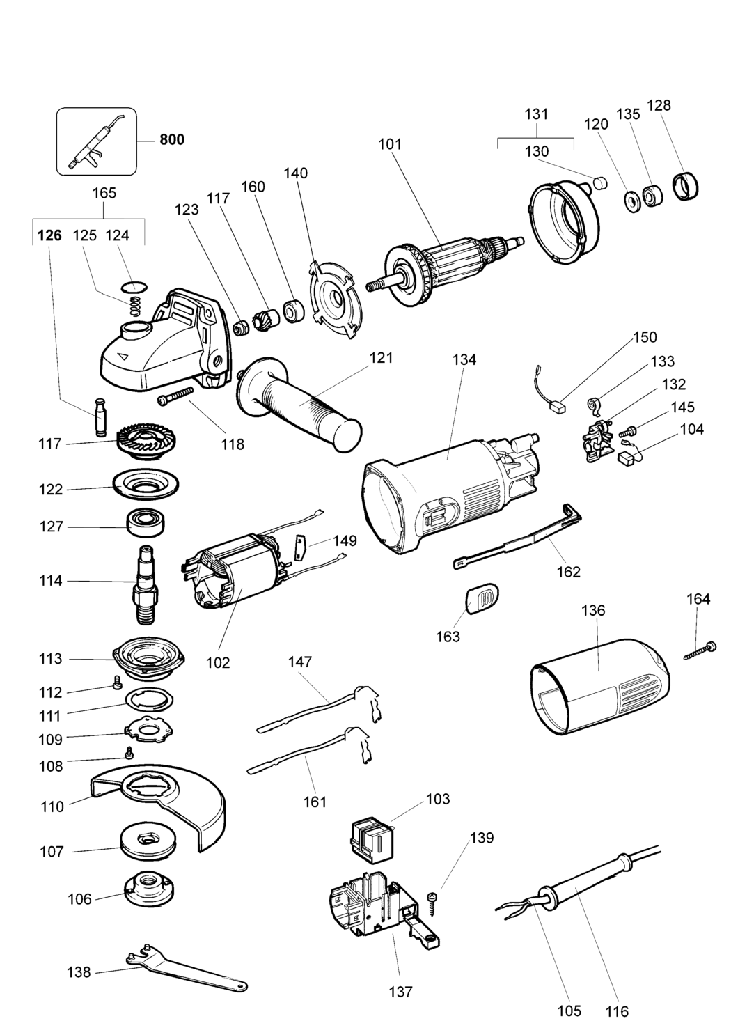 Dewalt DW821 Type 1 Small Angle Grinder Spare Parts