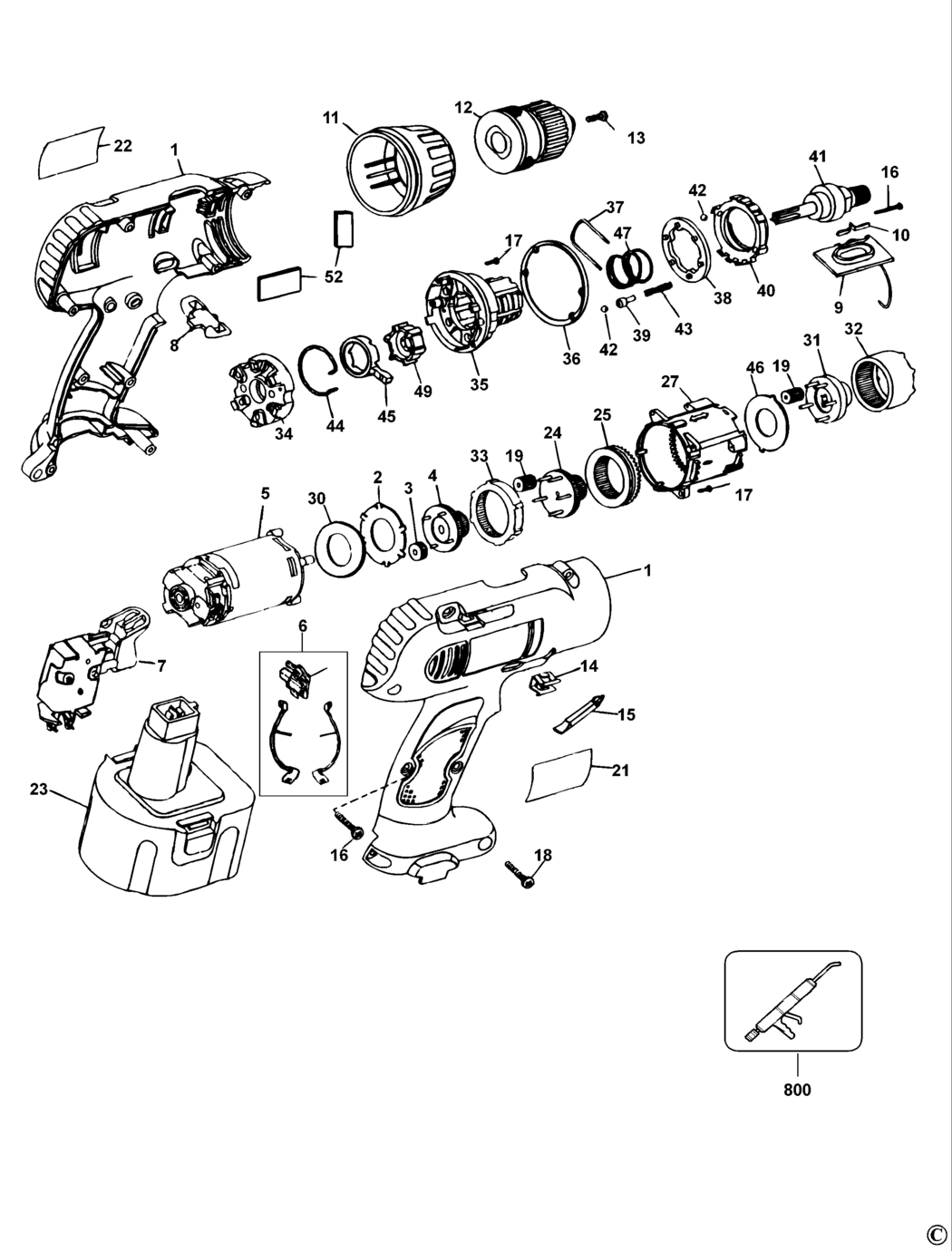 Dewalt DW997 Type 1 Cordless Drill Spare Parts