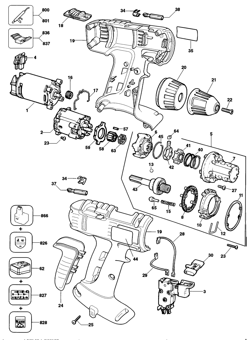 Dewalt DW997K Type 4 Cordless Drill Spare Parts